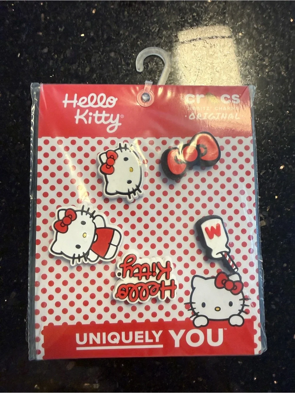 NWT Crocs Hello Kitty Red & White Croc Charms Jibbitz - 5pc Set